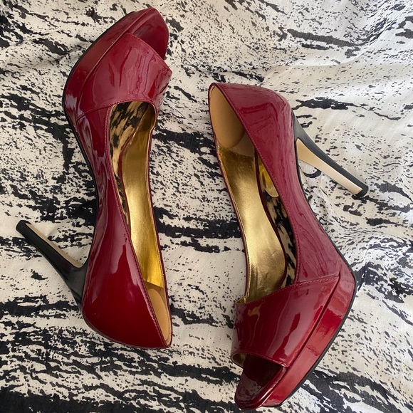 Guess Shoes - Guess Red Patent Peep Toe Pump
